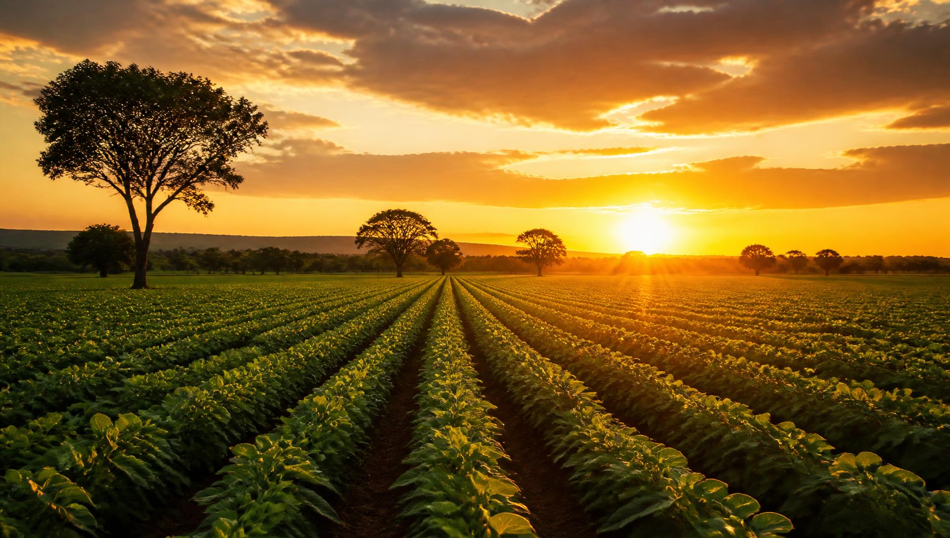 Cerrado brasileiro ao pôr do sol